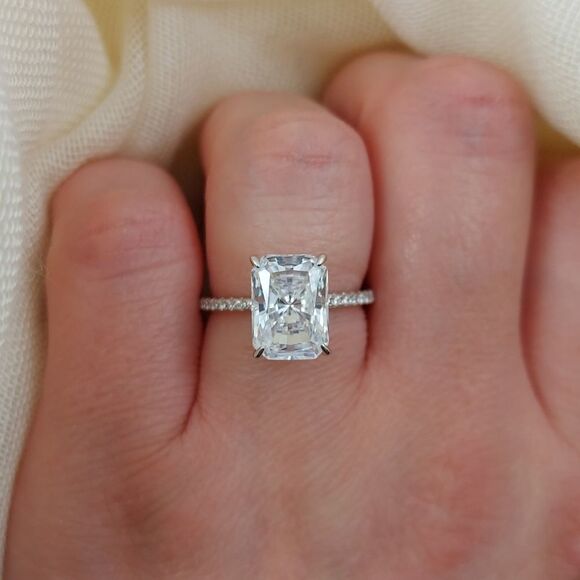 6 Carat Ice Cut Simulated Diamond Sterling Silver Engagement Ring - Picture 12 of 13